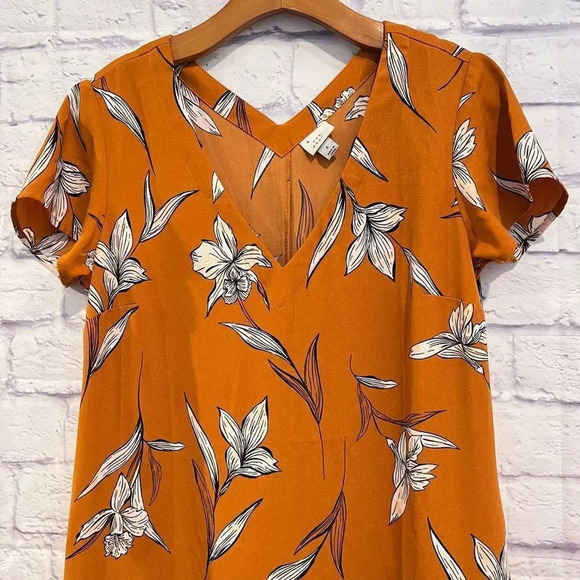 A New Day Orange‎ Floral Shift Dress Cap Sleeve - Picture 3 of 7